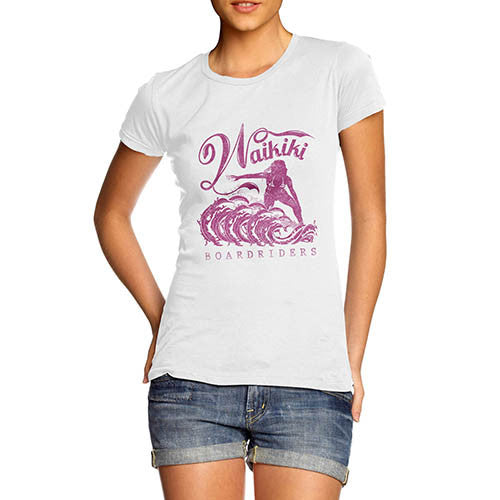 Womens Surfing Paradise Waikiki Distress Print T-Shirt