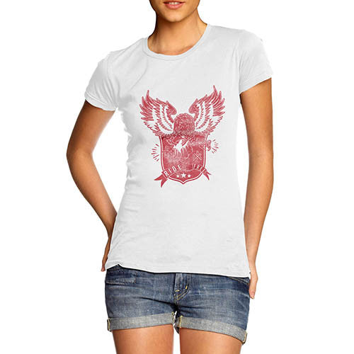 Womens Biker American Eagle Ride Free Graphic T-Shirt