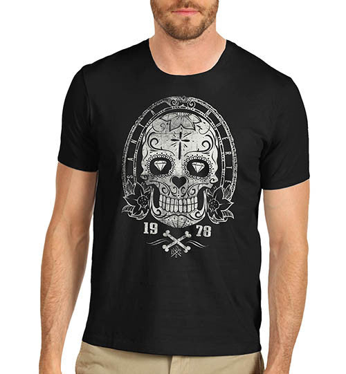 Mens Gothic Skull Print Graphic T-Shirt