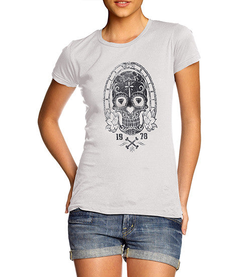 Womens Gothic Skull Print Graphic T-Shirt