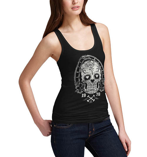 Womens Gothic Skull Print Graphic Tank Top