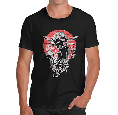 Mens Distress Japanese Art Print T-Shirt