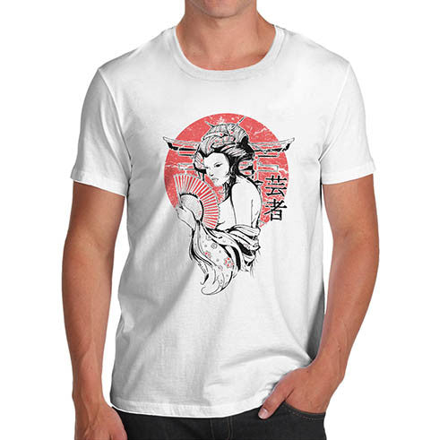 Mens Distress Japanese Art Print T-Shirt