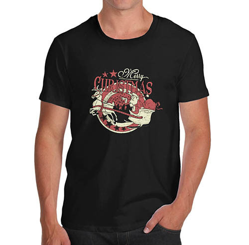 Mens Merry Christmas Distress Print T-Shirt