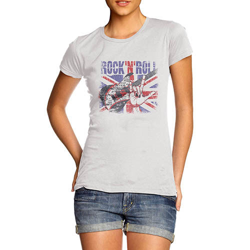 Womens Union Jack Rock N Roll Distress T-Shirt