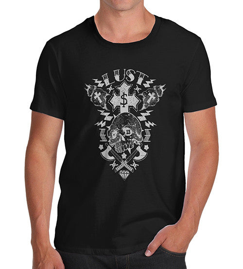 Mens Gothic Skull Cross Lust Print T-Shirt