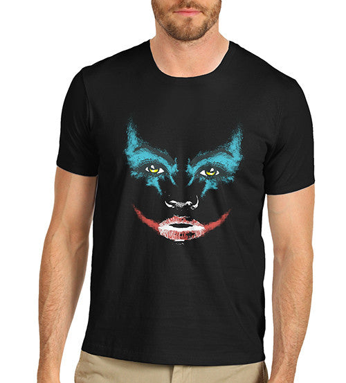Mens Smeared Make Up Joker Face Print T-Shirt