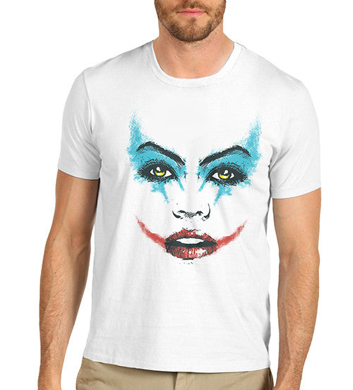 Mens Smeared Make Up Joker Face Print T-Shirt