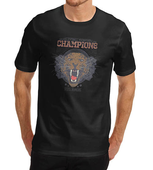 Mens Softball Champion Tiger Face Sports Print T-Shirt