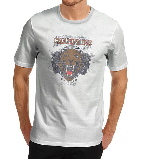 Mens Softball Champion Tiger Face Sports Print T-Shirt