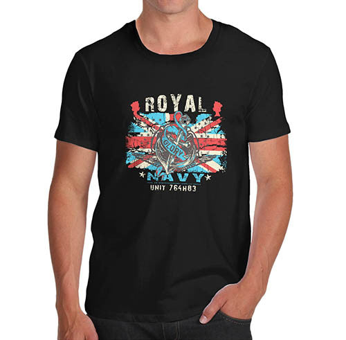 Mens Union Jack Royal Navy Distress Print T-Shirt