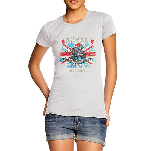 Womens Union Jack Royal Navy Distress Print T-Shirt