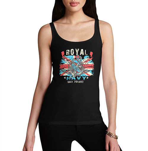 Womens Union Jack Royal Navy Distress Print Tank Top