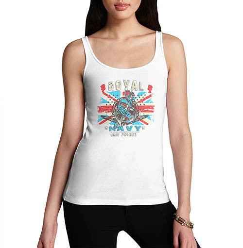 Womens Union Jack Royal Navy Distress Print Tank Top