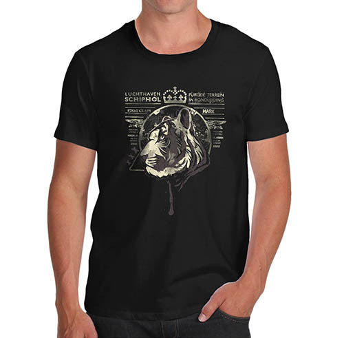 Mens Tiger Face Distress Print T-Shirt