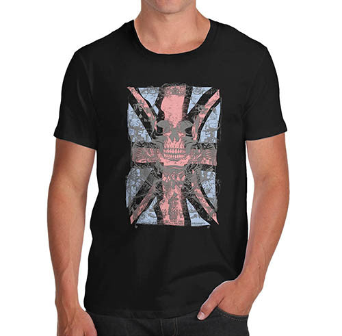 Mens Union Jack Skull Distress Print T-Shirt