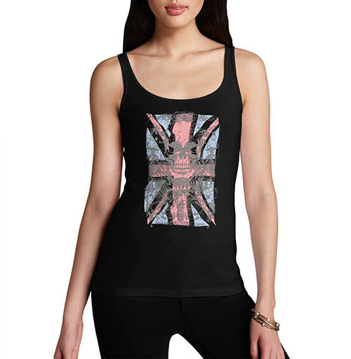 Womens Union Jack Skull Distress Print Tank Top