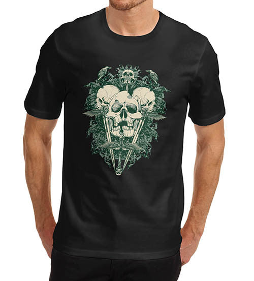 Mens Green Devil Skull Print Graphic T-Shirt