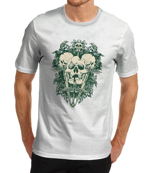 Mens Green Devil Skull Print Graphic T-Shirt