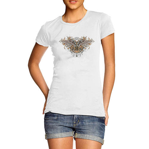 Womens Gothic Twin Gun Wings T-Shirt