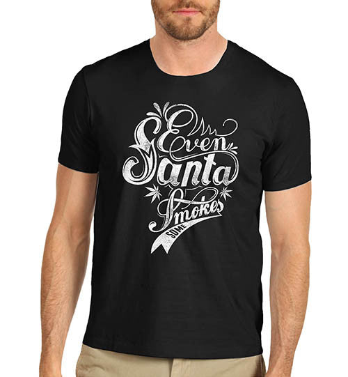 Mens Even Santa Smokes Funny Weed T-Shirt