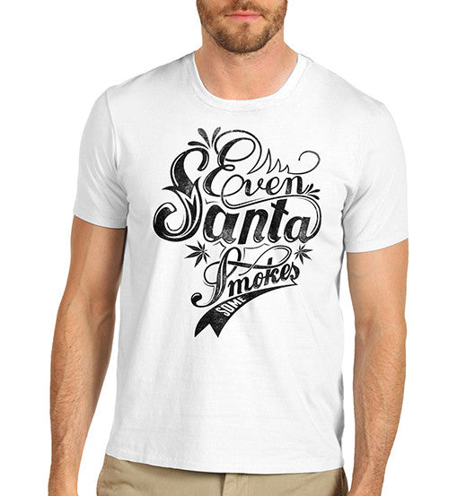 Mens Even Santa Smokes Funny Weed T-Shirt