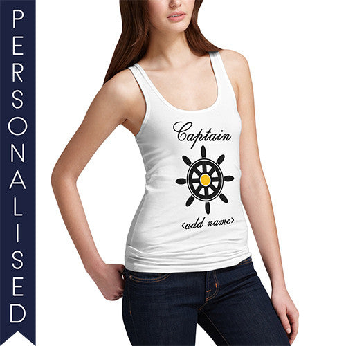 Women's Personalised Captain Printed Tank Top - Twisted Envy Funny, Novelty and Fashionable tees