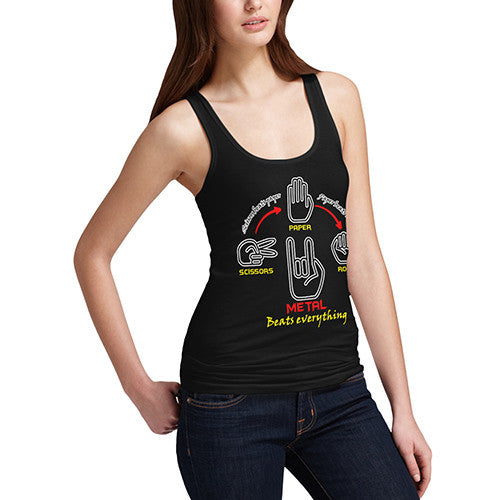 Women's Rock, Paper Scissors, Metal Beats Everything Funny Tank Top