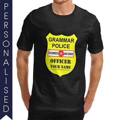 Men's Personalised Grammar Police T-Shirt - Twisted Envy Funny, Novelty and Fashionable tees