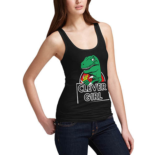 Women's Clever Girl Dinosaur Funny Tank Top