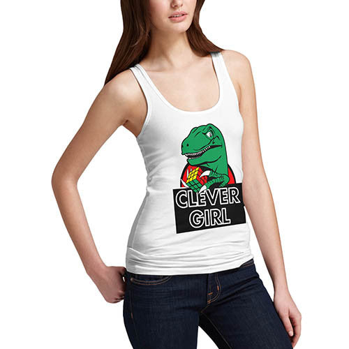 Women's Clever Girl Dinosaur Funny Tank Top