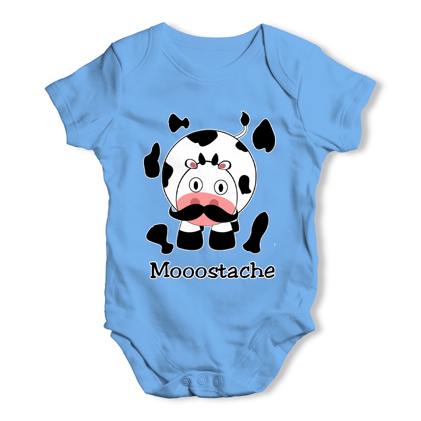 Mooostache Moustache Cow Baby Grow Bodysuit