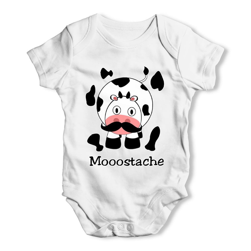 Mooostache Moustache Cow Baby Grow Bodysuit