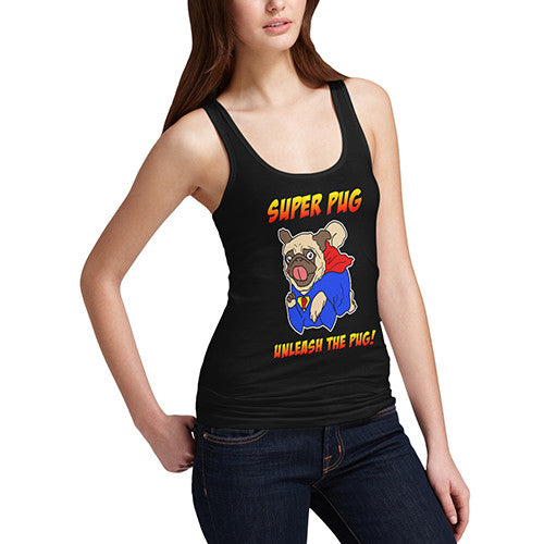 Womens Funny Super Pug Tank Top