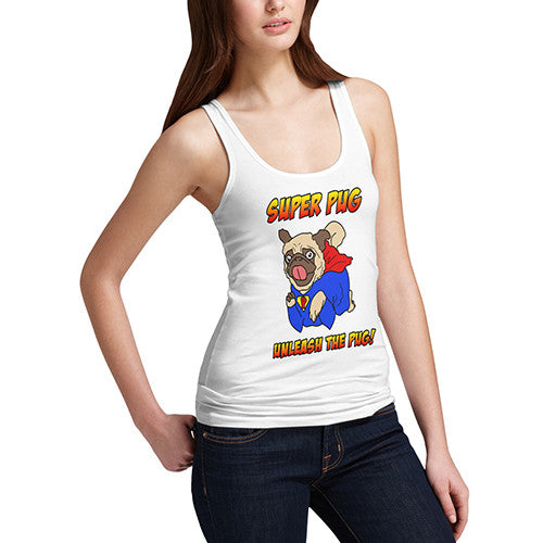 Womens Funny Super Pug Tank Top