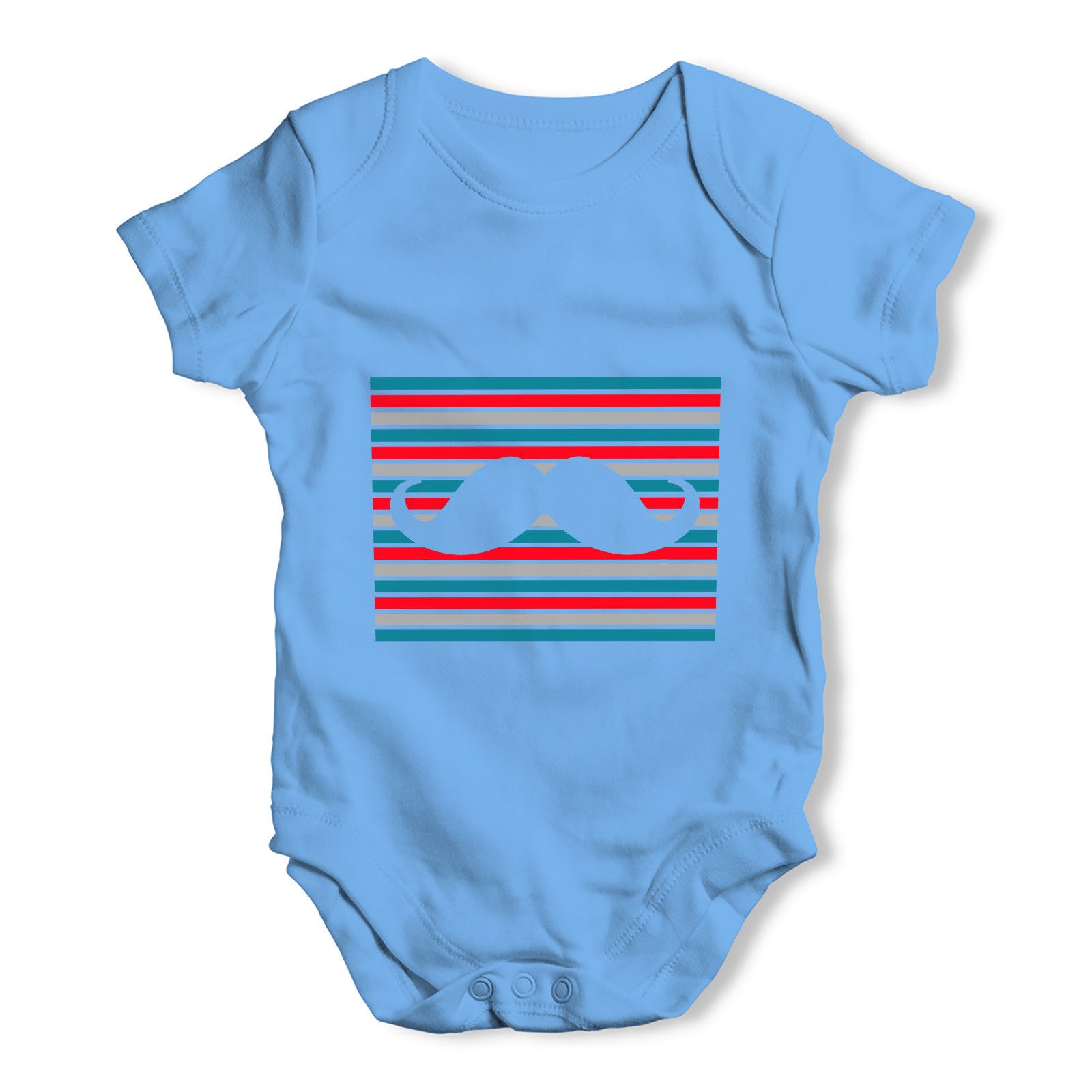 Candy Stripe Moustache Baby Grow Bodysuit