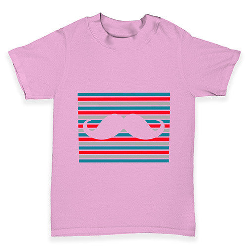 Candy Stripe Moustache Baby Toddler T-Shirt