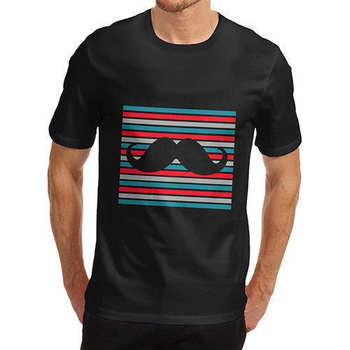 Mens Candy Stripe Moustache T-Shirt