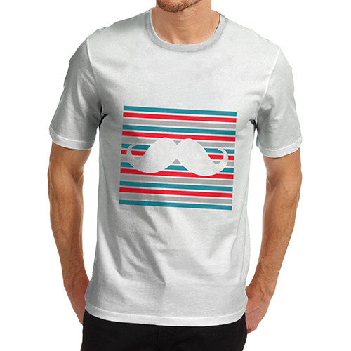 Mens Candy Stripe Moustache T-Shirt