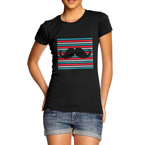 Womens Candy Stripe Moustache T-Shirt