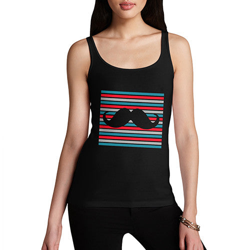 Womens Candy Stripe Moustache Tank Top