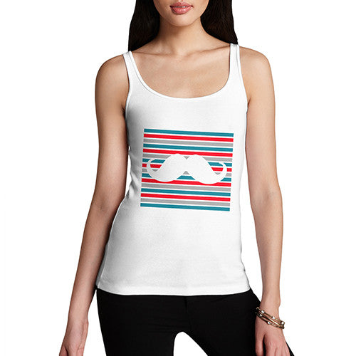 Womens Candy Stripe Moustache Tank Top