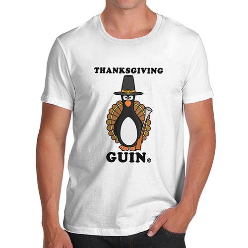 Mens THANKSGIVING GUIN Funny Penguin T-Shirt