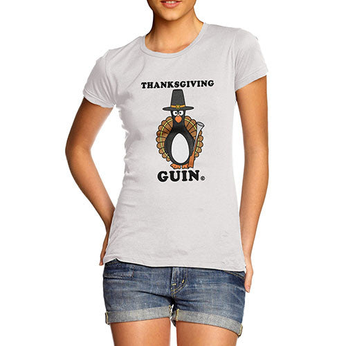 Womens THANKSGIVING GUIN Funny Penguin T-Shirt