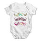 Floral Moustache Baby Grow Bodysuit