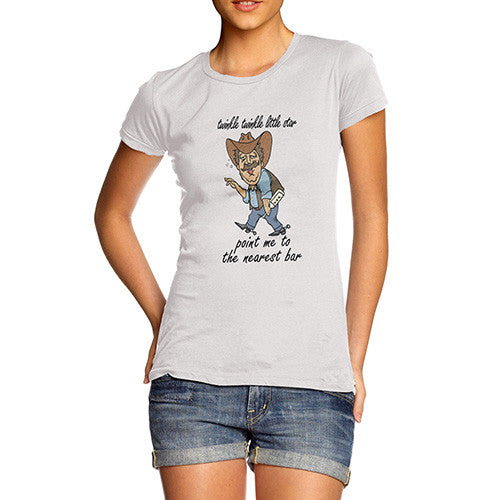 Womens Twinkle Twinkle Point Me To the Nearest Bar T-Shirt