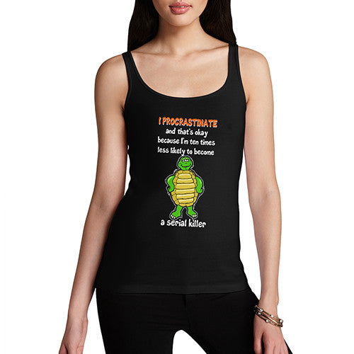 Womens Lazy Turtle I Procrastinate Tank Top