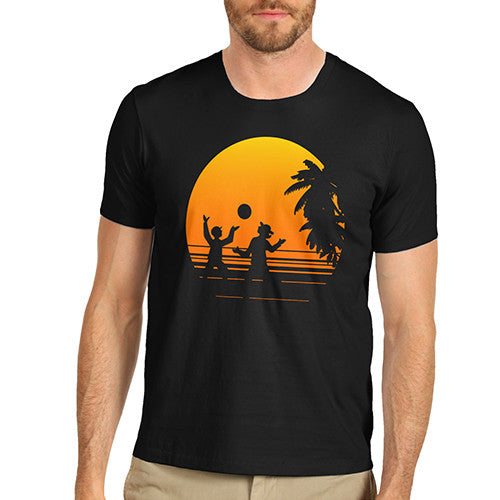 Mens Vintage Beach Sunset Print T-Shirt