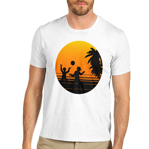 Mens Vintage Beach Sunset Print T-Shirt