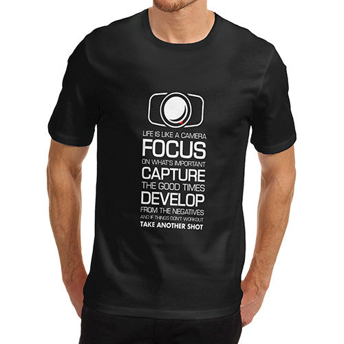 Mens Camera Life Focus Capture Develop T-Shirt